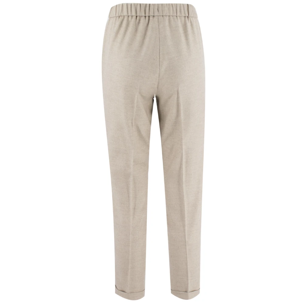 Antonelli Firenze Elegante Elastische Taille Straight Broek Beige Dames