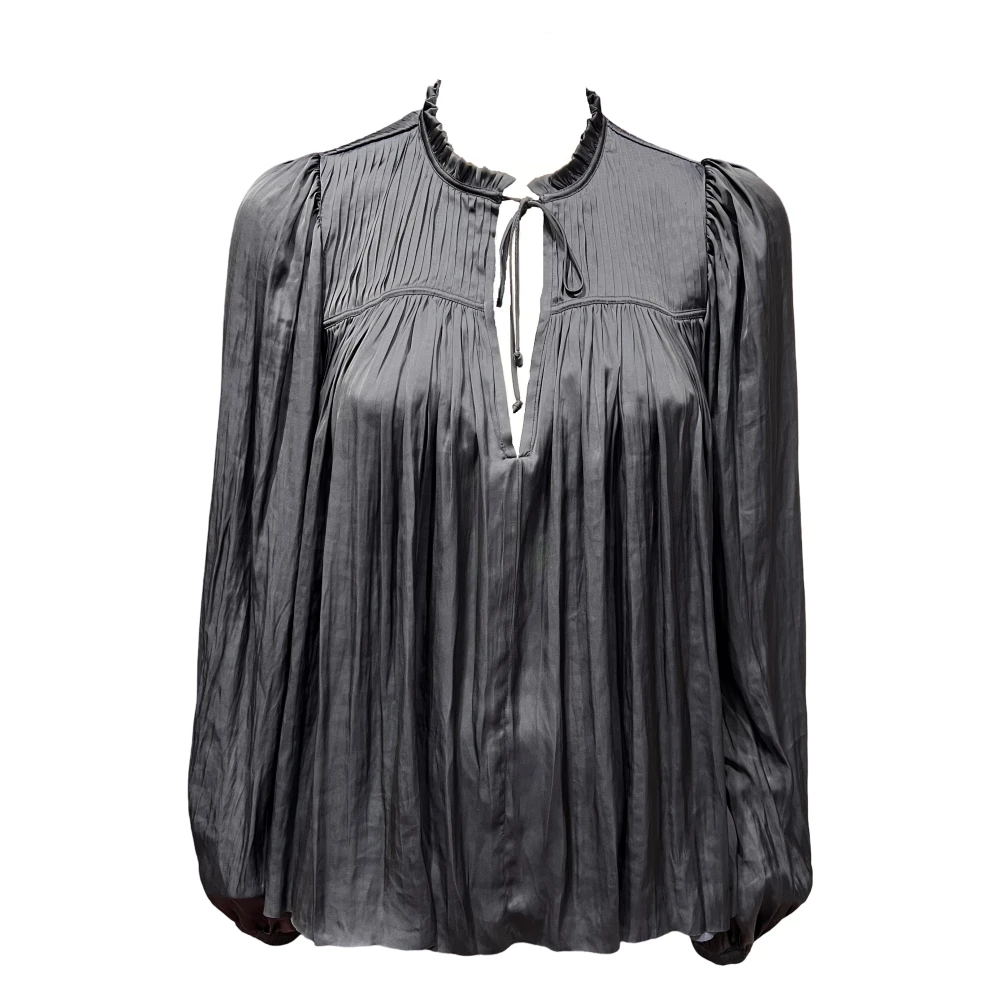 Ulla Johnson Gerimpelde V-hals Blouse Freja Stijl Black Dames