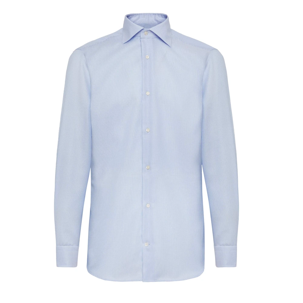 Boggi Milano Slim Fit Katoenen Dobby Overhemd Blue Heren