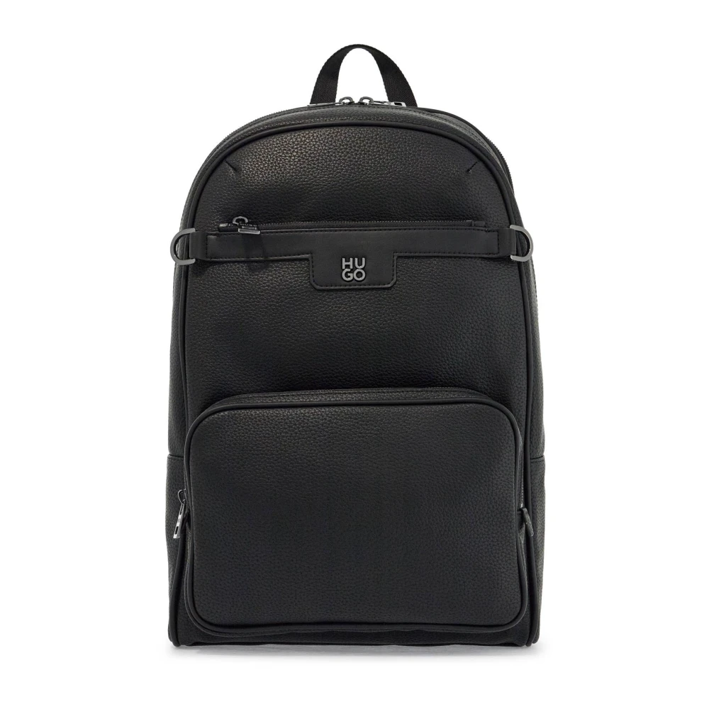 Hugo Boss Stijlvolle Eco-Leren Rugzak Black Heren