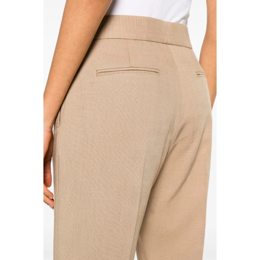 Msgm Oogje Rits Broek Zand Rechte Snit Beige Dames