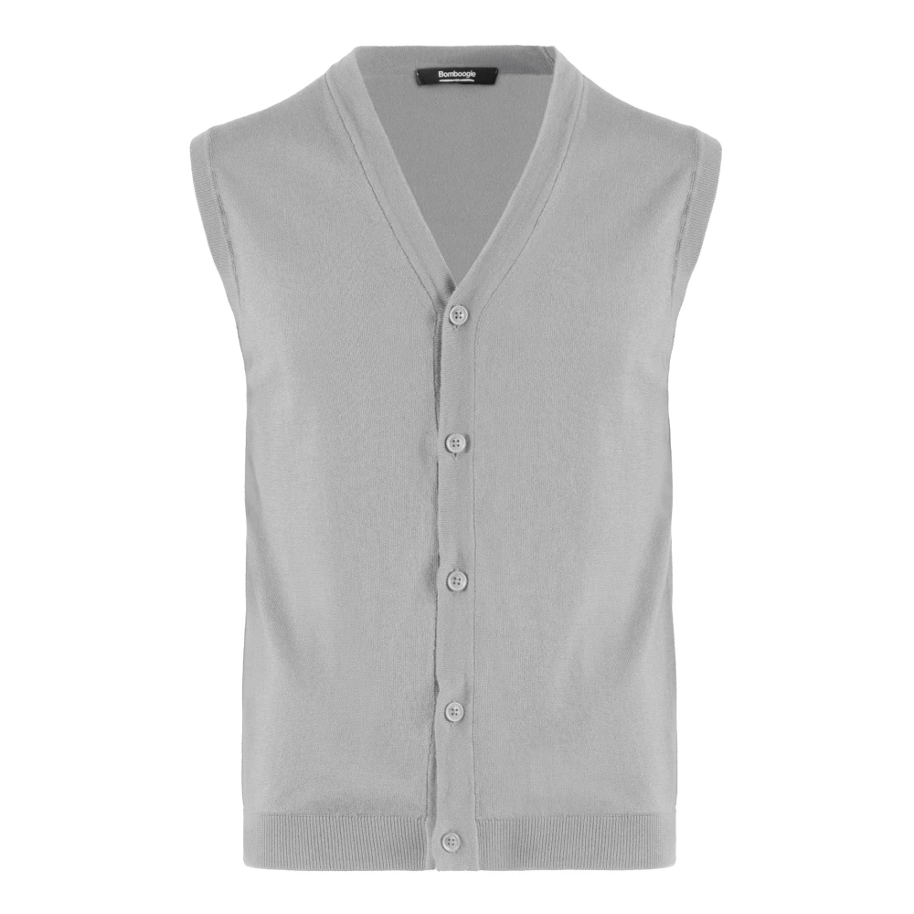 Bomboogie Uomo Grigio - Gilet In Cotone Con Scollo A V - Knitwear - L