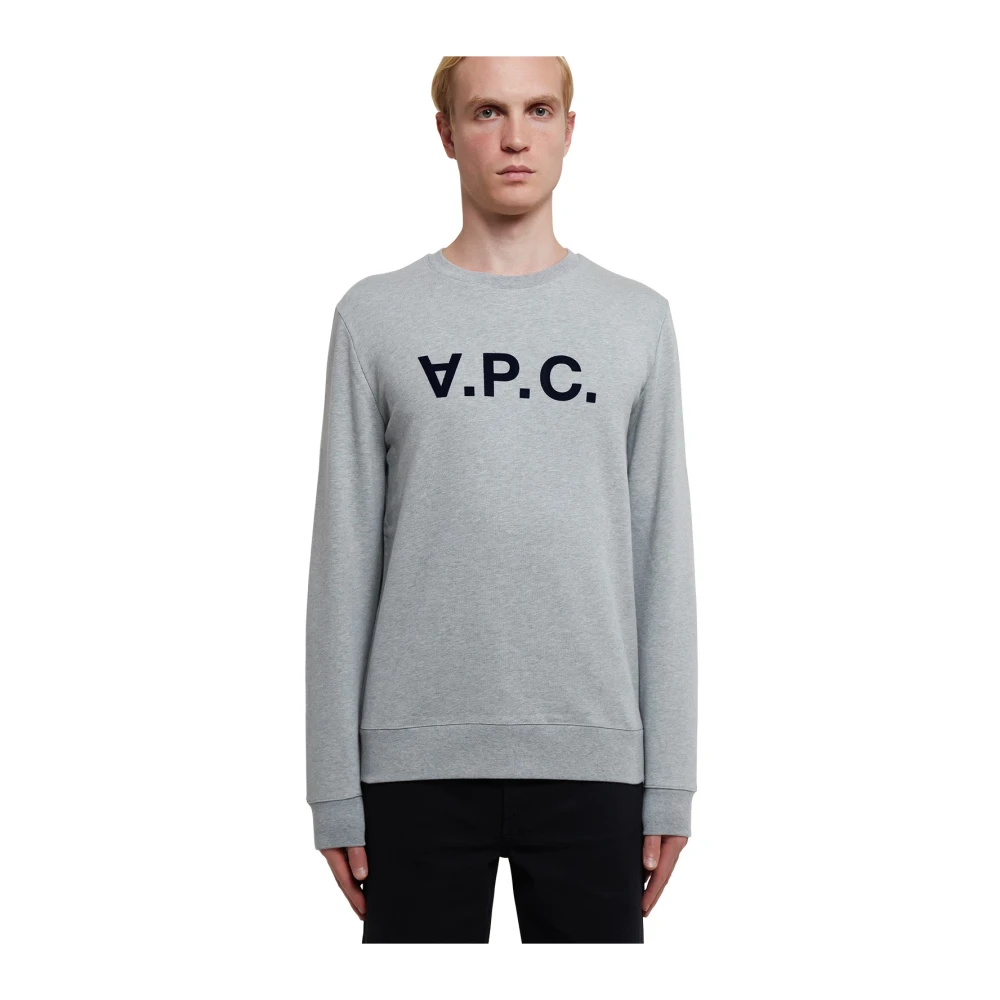 A.p.c. Grijze Katoenen Sweatshirt met Logo Gray Heren