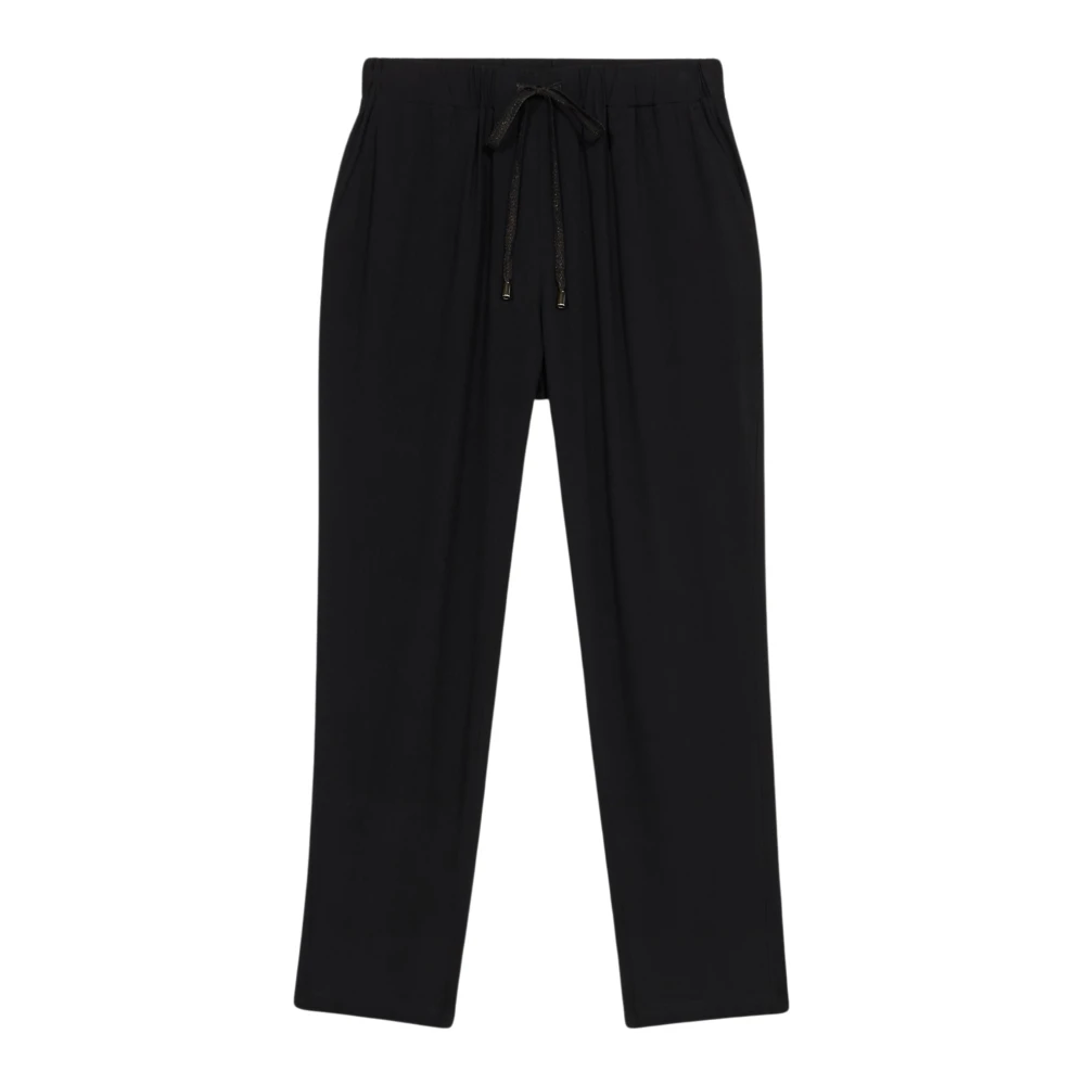 Oltre Viscose Joggers Green Story Elastische Taille Black Dames