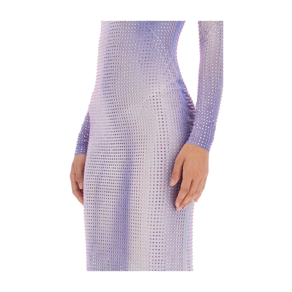 Self Portrait Elegante Midi Jurk met Polyester Mix Purple Dames