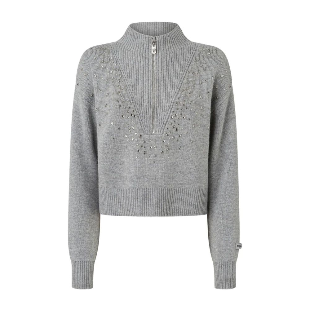 Pinko Studded Silver Sweater Gray Dames