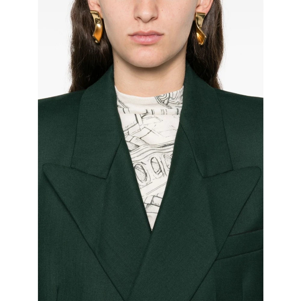 Victoria Beckham Groene Double-Breasted Jas met Peak Revers Green Dames