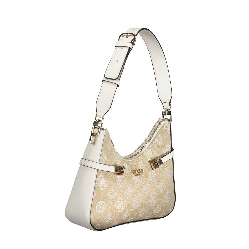 Guess Witte Polyethyleen Handtas met Verstelbare Schouderband Beige Dames