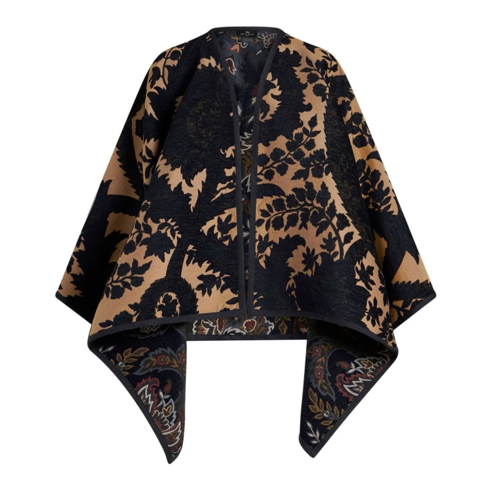 ETRO Bloemen Chenille Jacquard Omkeerbare Cape Jas Multicolor Dames