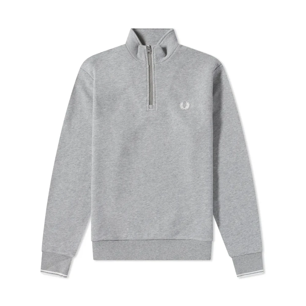 Fred Perry Men's Gray Half Zip Sweatshirt