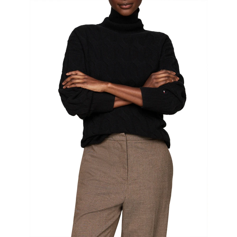 Tommy Hilfiger Zwarte Wol Dolcevita Sweater Black Dames