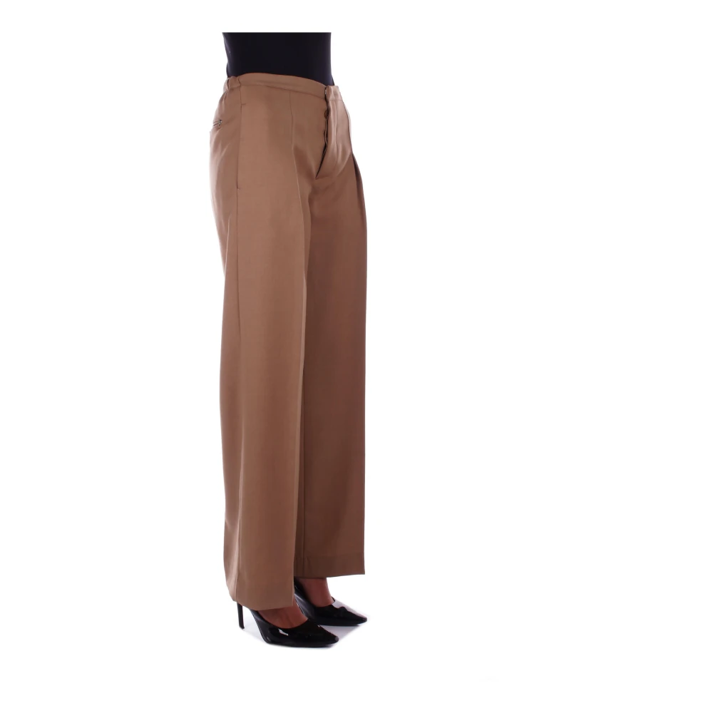 Dondup Bruine wollen broek met logo Brown Dames