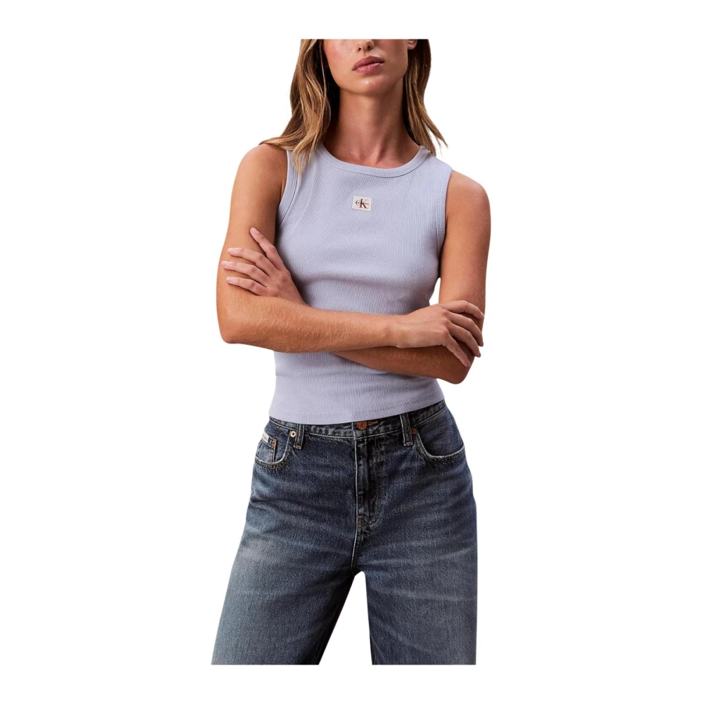 Calvin Klein Jeans Women's Blue Sleeveless Round Neck Tank-Top