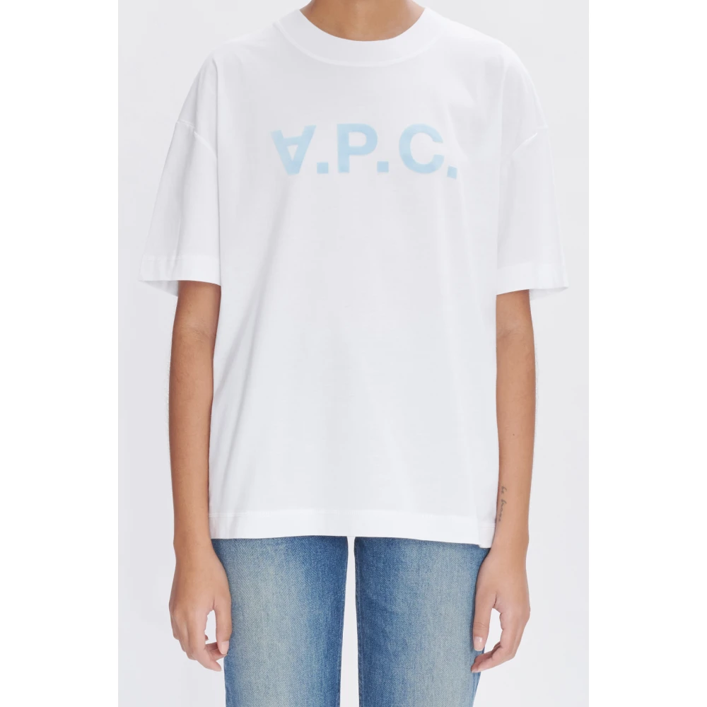 A.p.c. Korte Mouw Crew Neck Logo T-shirt White Heren