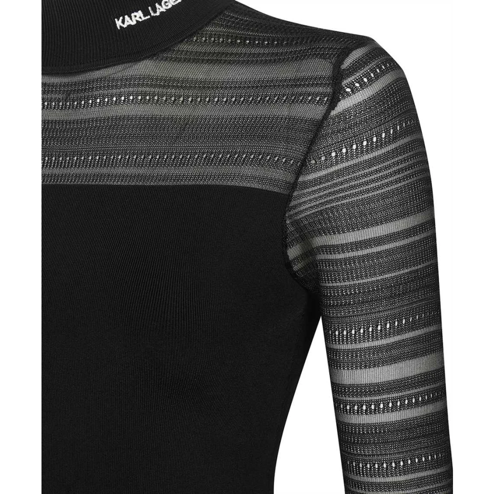 Karl Lagerfeld Turtleneck Sweater met Contrasterende Randen Black Dames