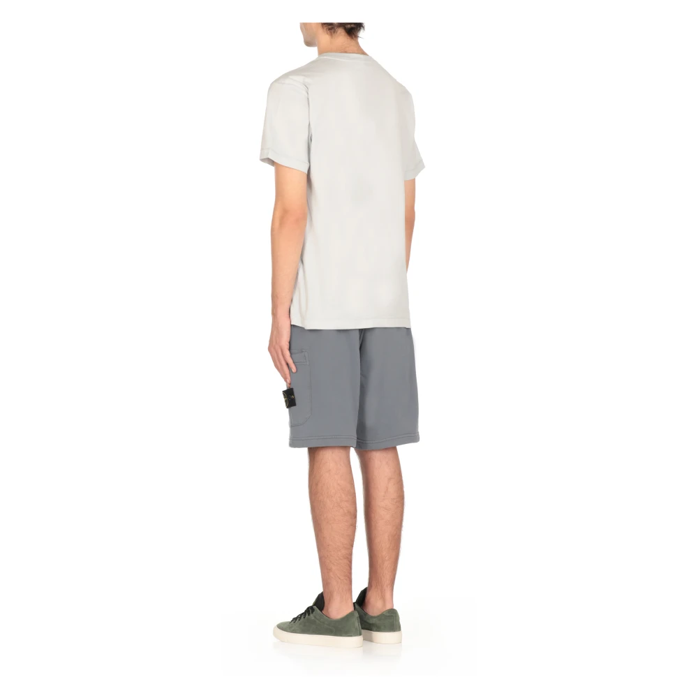 Stone Island Blauw Katoenen T-shirt met Logopatch Blue Heren