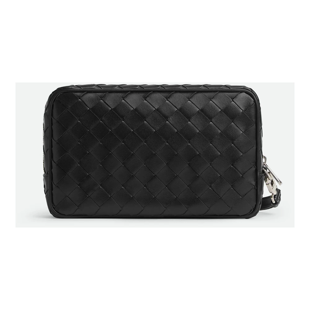 Bottega Veneta Zwarte Leren Clutch met Polsband Black Heren
