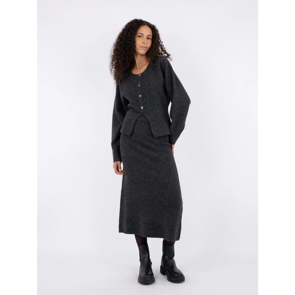 NEO NOIR Ashanti Gebreide Rok Antraciet Blue Dames