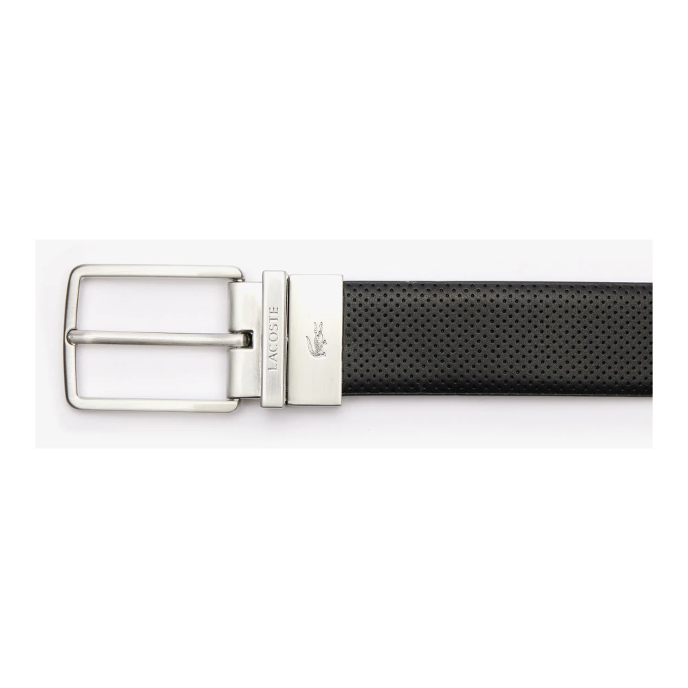 Lacoste Omkeerbare Leren Riem Elegant Model Zwart Black Heren