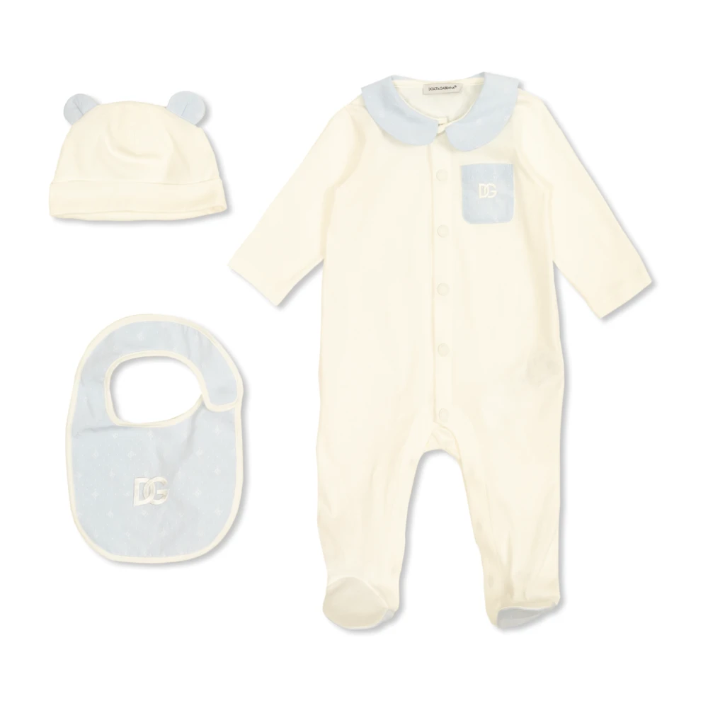 Dolce & Gabbana Set: heldräkt, mössa och haklapp Beige, Unisex