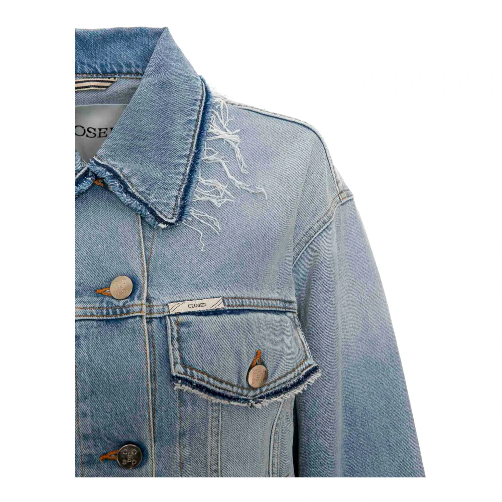 closed Boxy Denim Jack met Destroyed Effecten Blue Heren