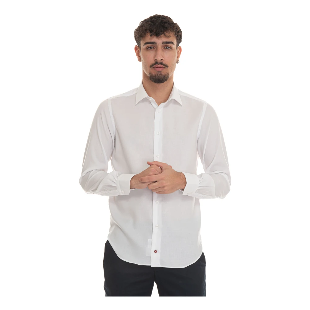 Càrrel Gestructureerd Italia Overhemd met Clutch White Heren