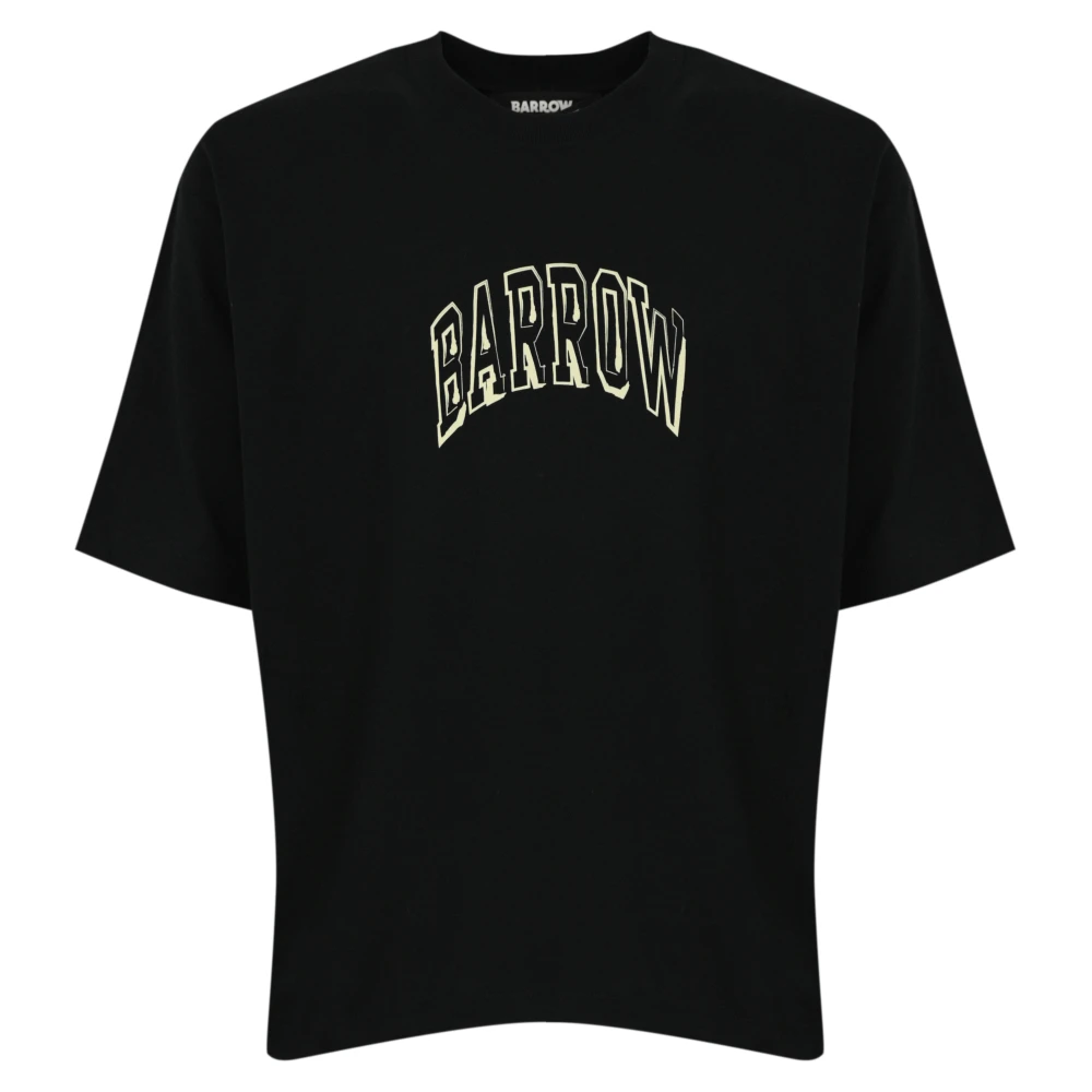 Barrow Katoenen T-shirt met Tartan Inzet Black Heren
