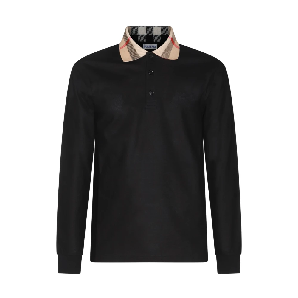Burberry Men's Black Polo Shirts, Xl, Cotton Polo Shirt