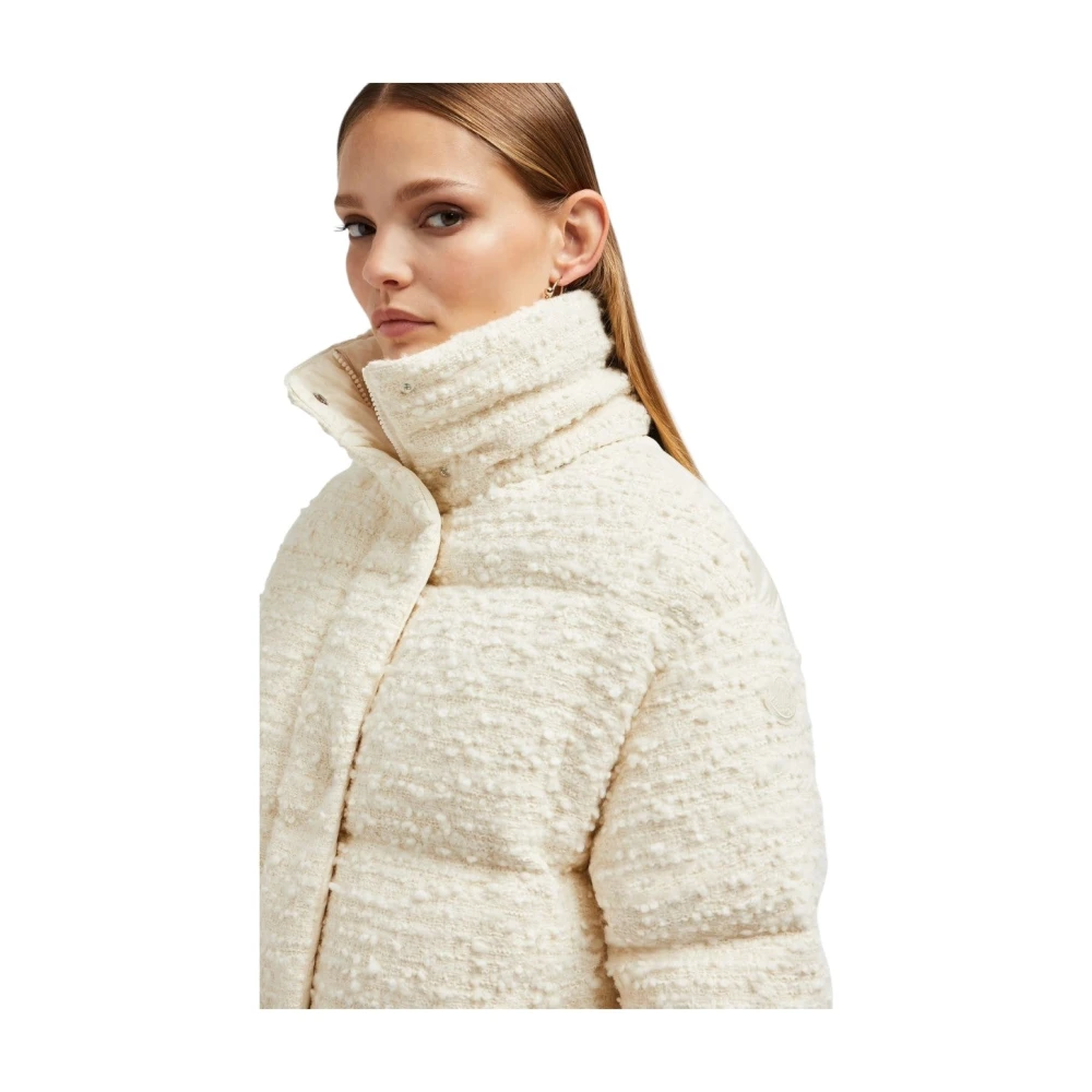 Moncler Witte Tweed Korte Donsjas White Dames