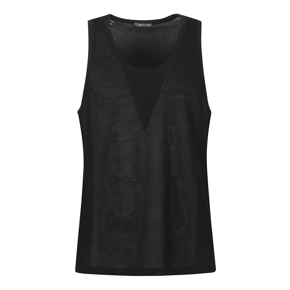 Tom Ford Mannelijk Zwart Tops Heren, M, Katoen, Tanktop Met Ronde Hals