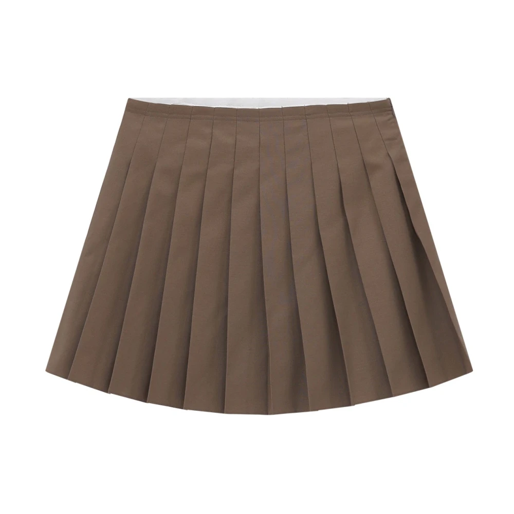 Mm6 Maison Margiela , Short Skirts, Female, Brown, S, Pleated Skirt - Image 3