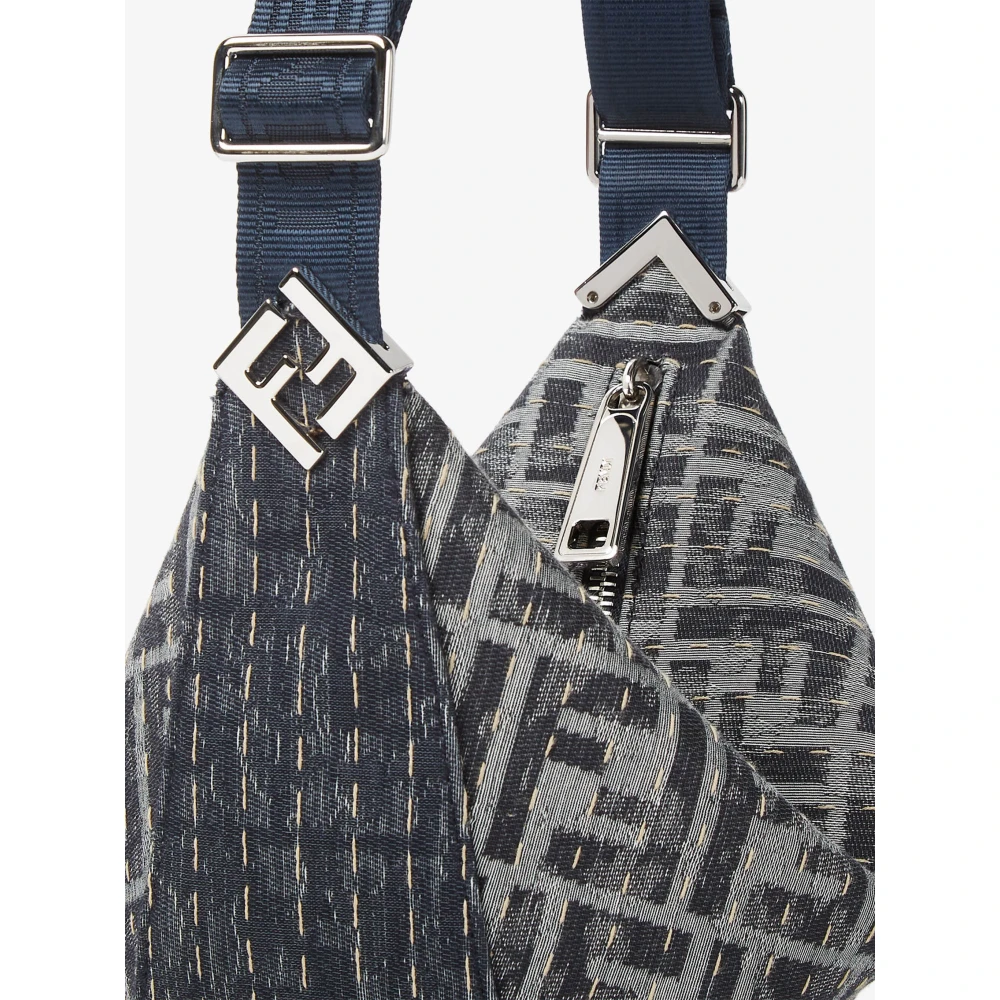 Fendi Blauwe Denim Look Crossbody Tas Blue Heren