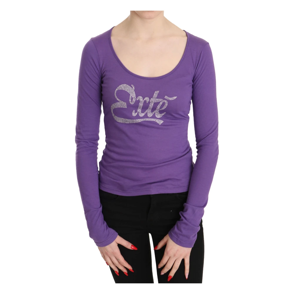 Exte Elegante paarse top met kristalversiering Purple Dames