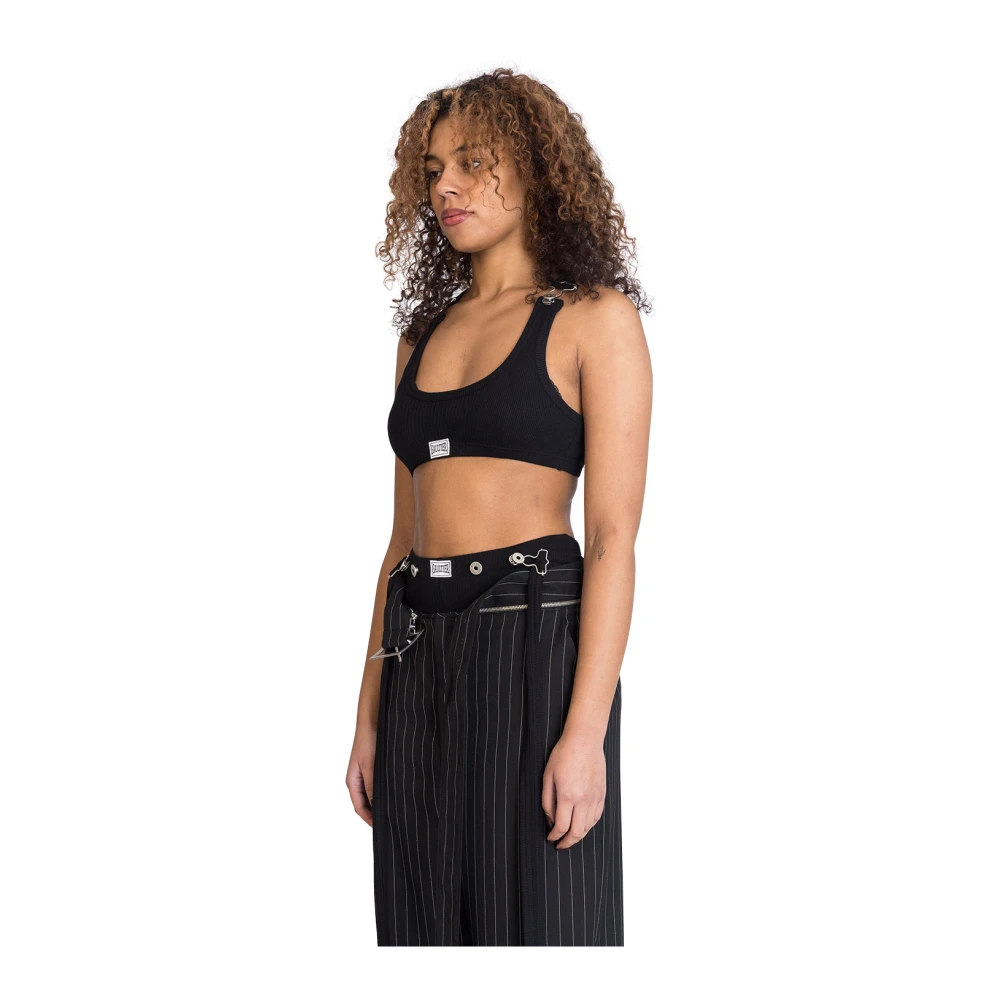 Jean Paul Gaultier Stijlvolle Crop Tank Top Black Dames