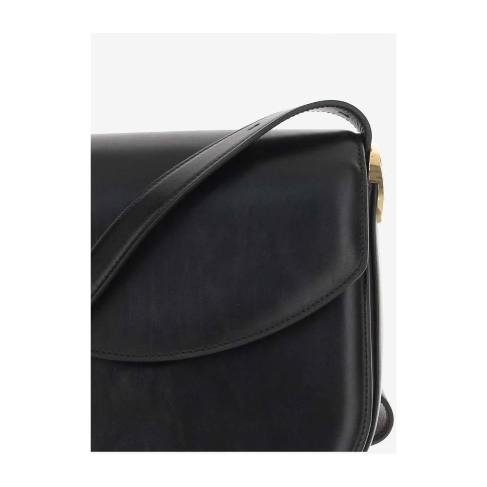 Jil Sander Schoudertas van kalfsleer met klep Black Dames