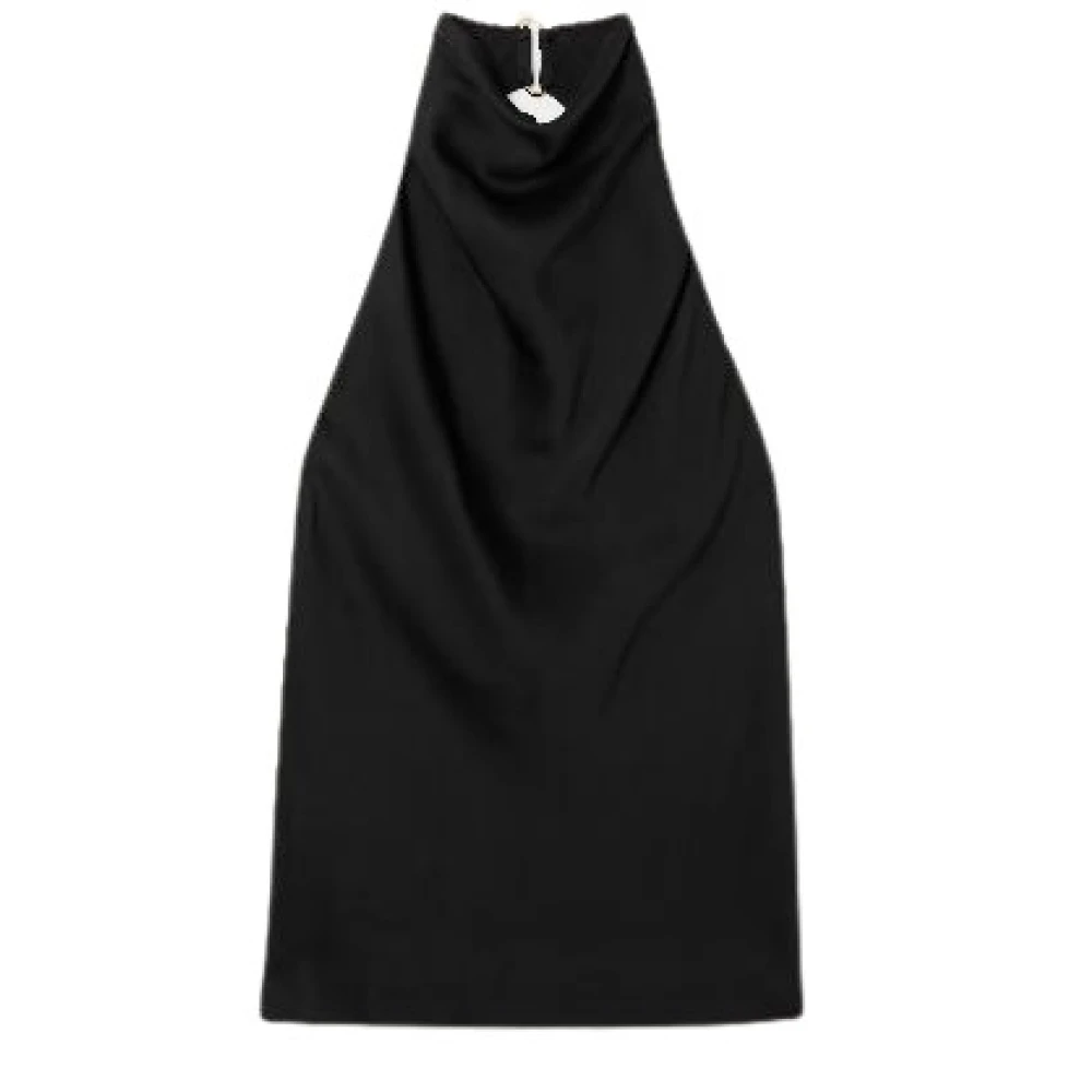 Stella Mccartney Femme Noir - Satin Halterneck Top - Tops - Taille: 38 Fr