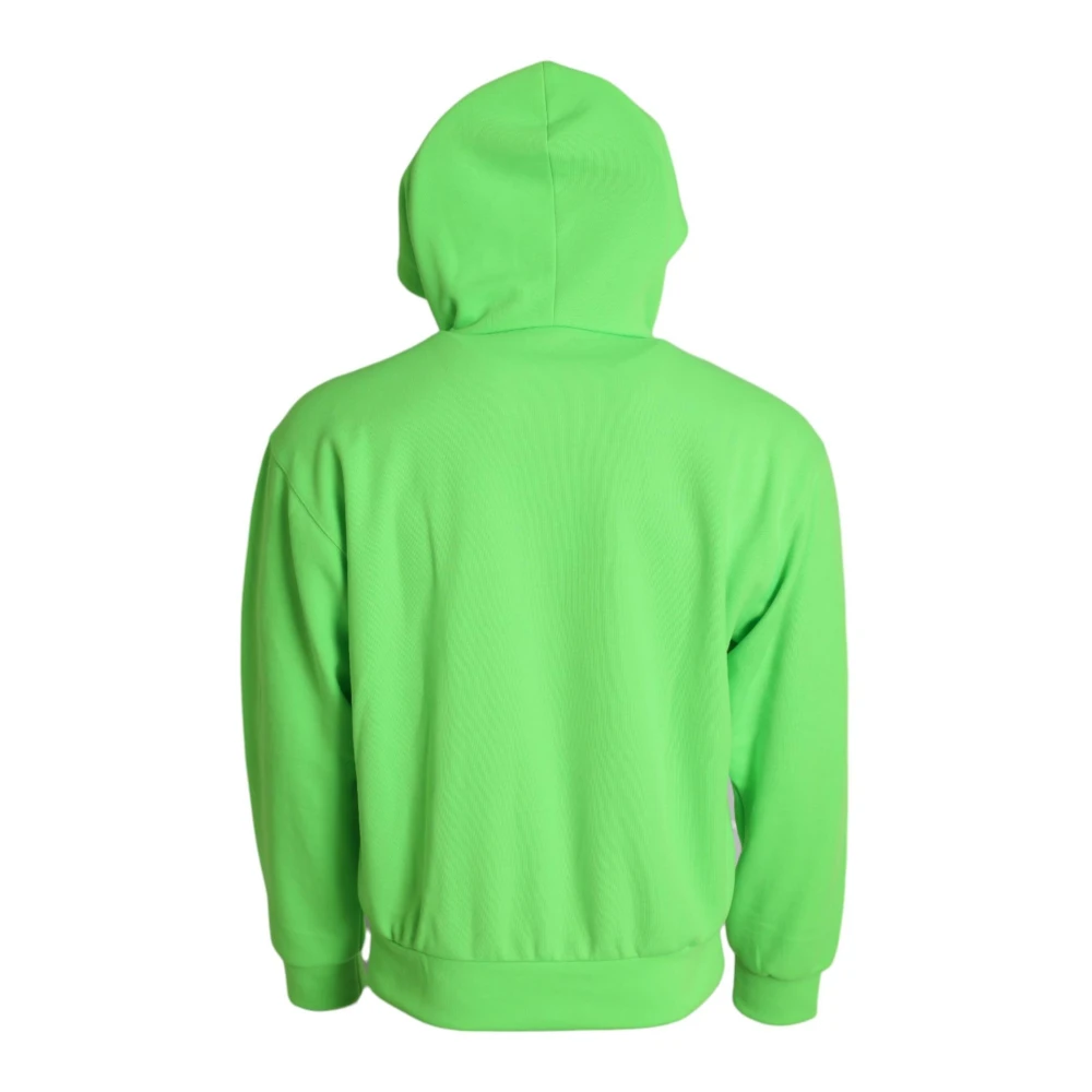 Dolce & Gabbana Neon Green Logo Zip Sweater Green Heren