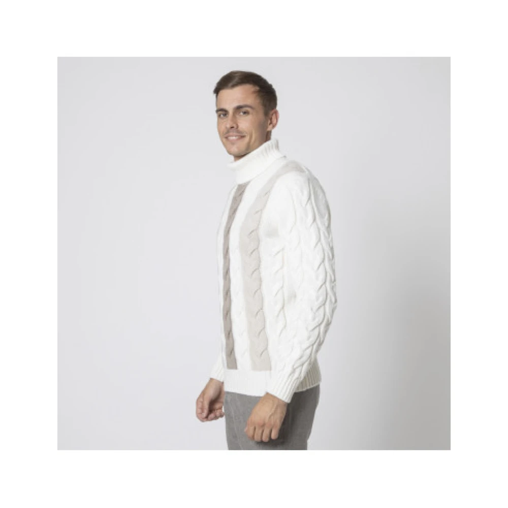 Gran Sasso Twisted Roll Neck Turtleneck White Heren