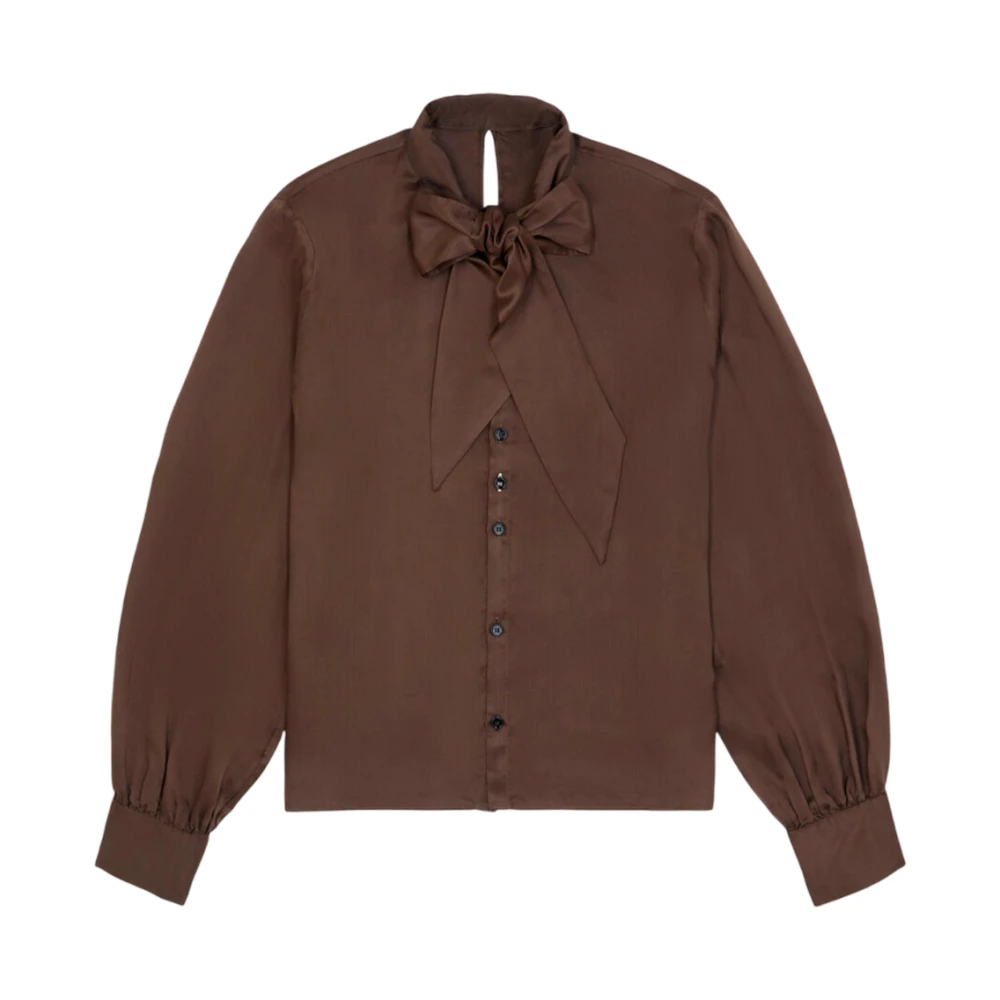 MM6 Maison Margiela Bruine Satijnen Blouse met Voorste Knoop Brown Dames