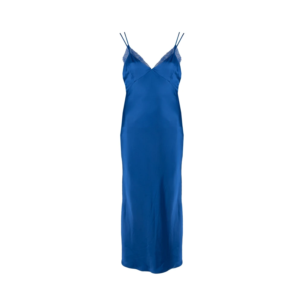 Patrizia Pepe Vrouw Blauw Kanten Afgezette Lange Jurk