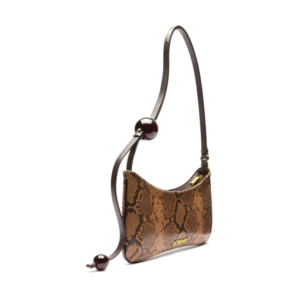 Jacquemus Bruine Python Leren Schoudertas Brown Dames