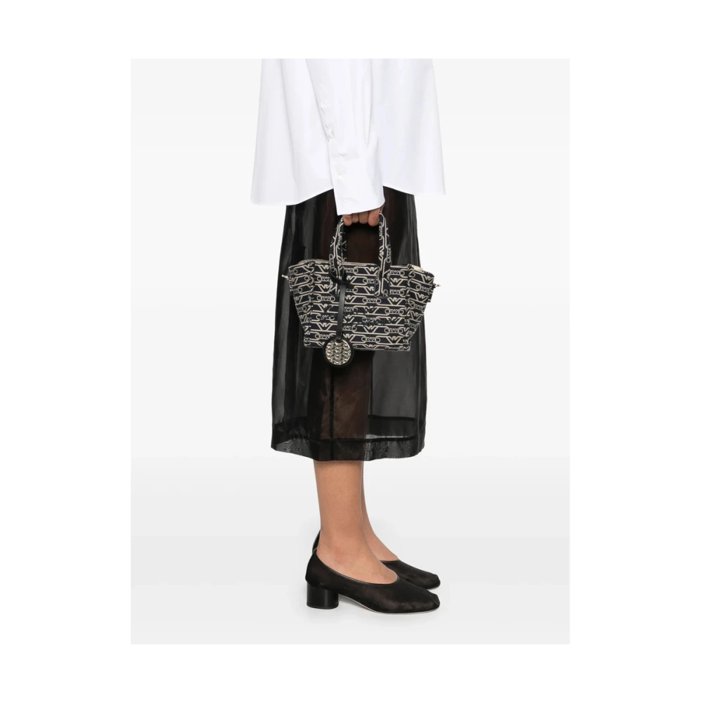 Emporio Armani Blauwe Oxford Top Handvat Schoudertas Blue Dames