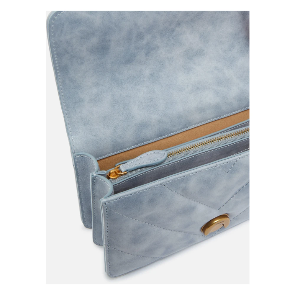 pinko Love Bag Mini Leren Schoudertas Blue Dames