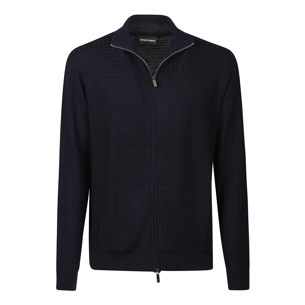 Emporio Armani Stijlvolle Zip Sweater Blue Heren