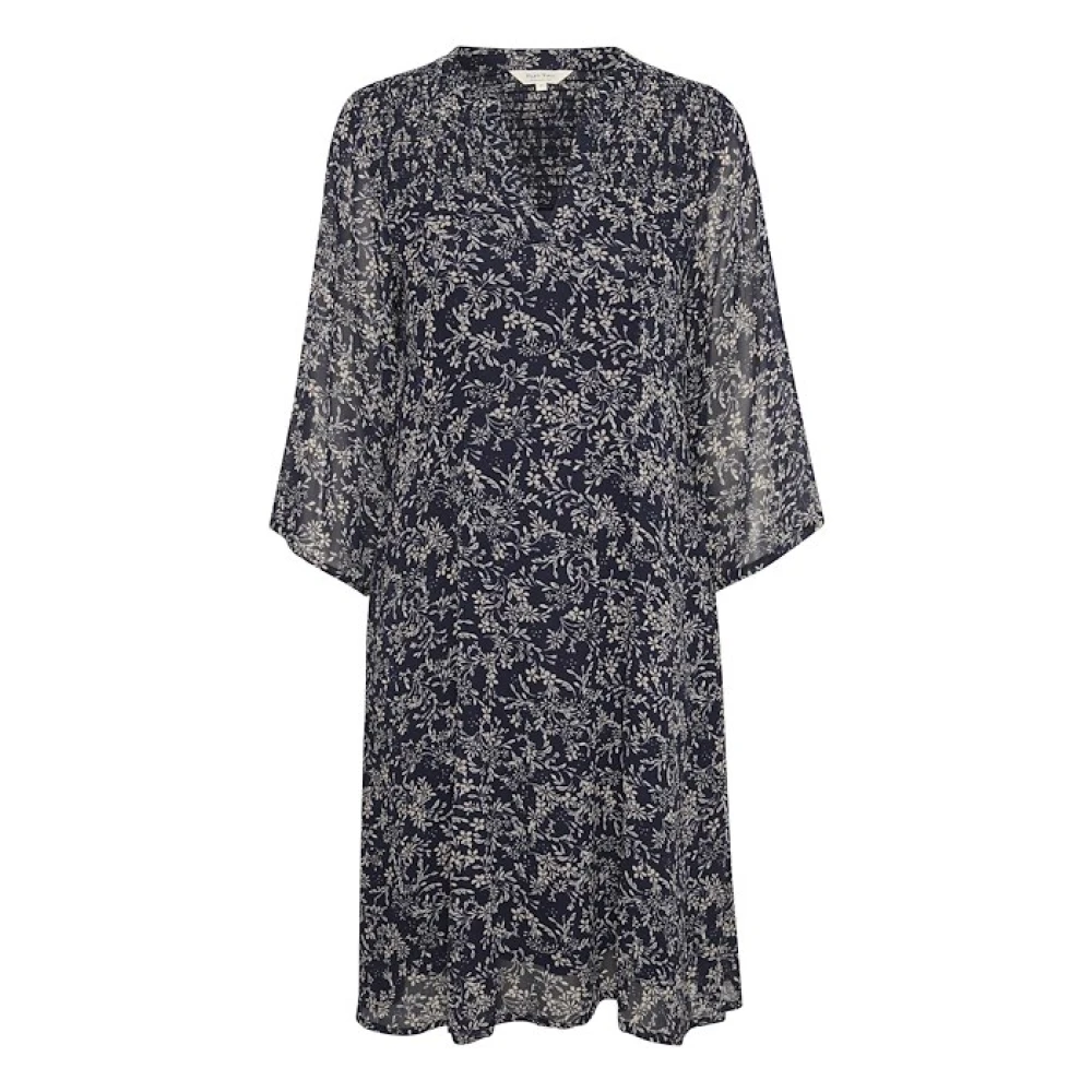 Part Two Blue Marine Patterned Dress - Female - Midi Dresses - 2XL - Dresses