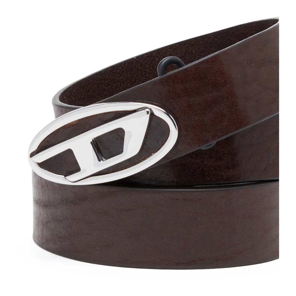 Diesel Reversible leather belt with Oval D logo Brown Heren