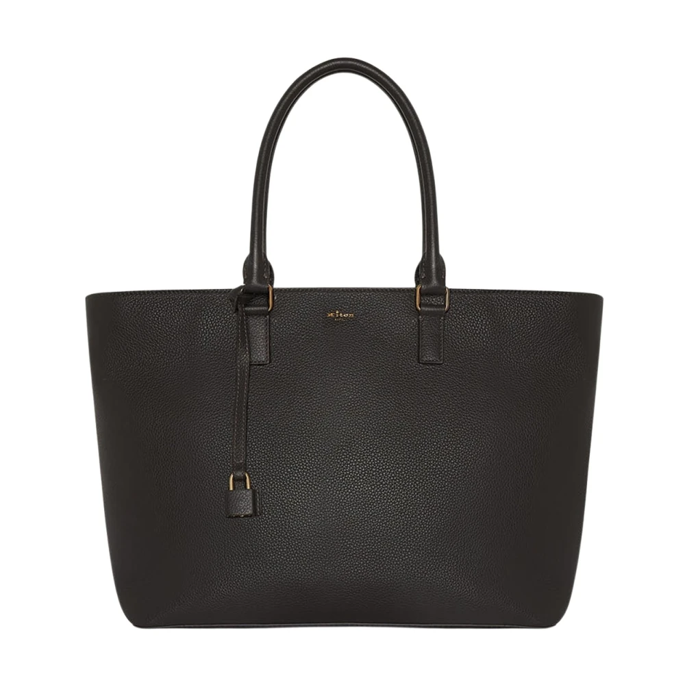 Kiton Elegante Kalfsleren Tote Tas Black Dames