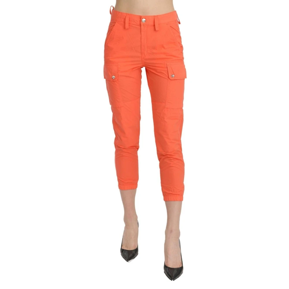 Cycle Women's Orange Cropped Trousers, W25, High Waist Skinny Cropped Trouser Trousers