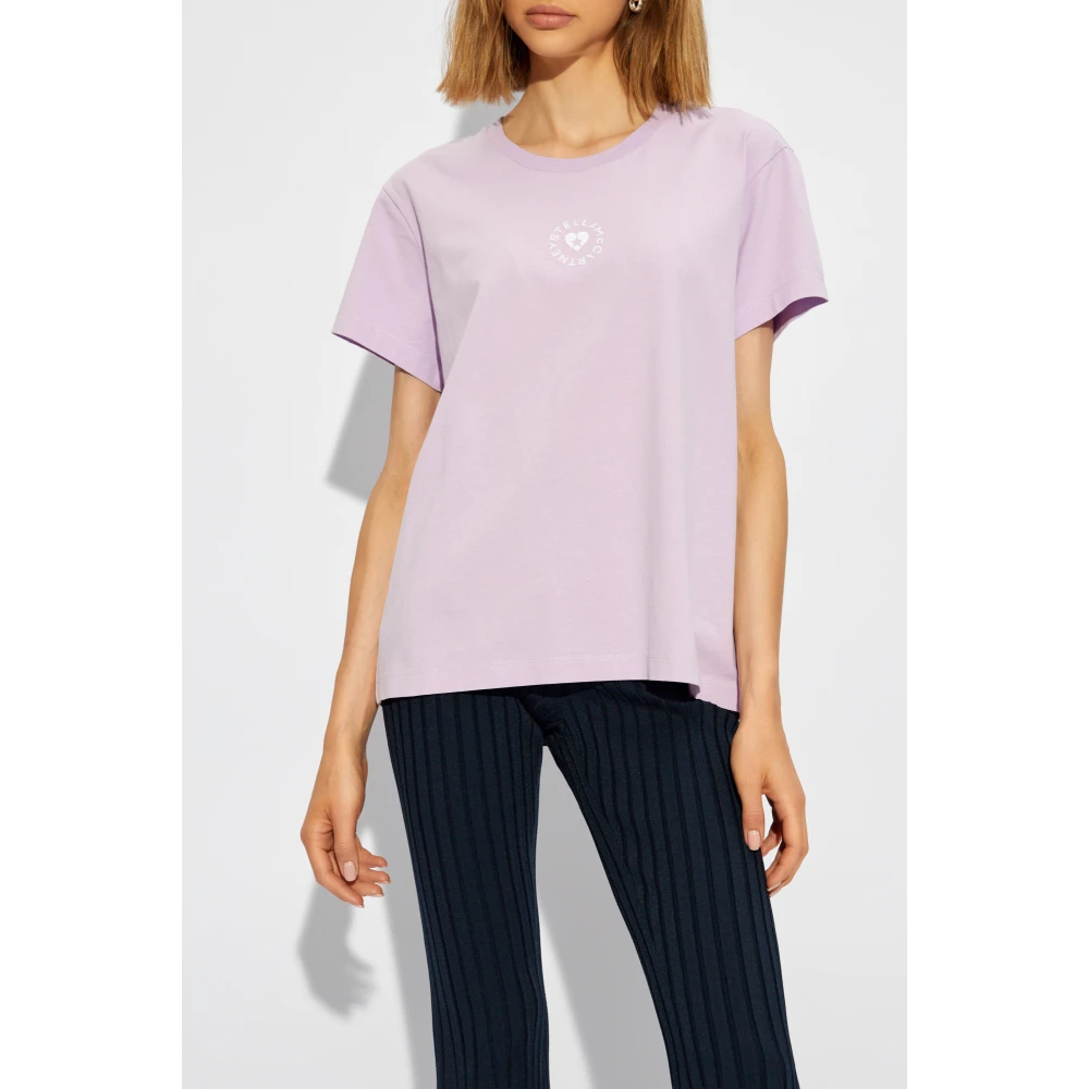 Stella Mccartney T-shirt met logo Purple Dames