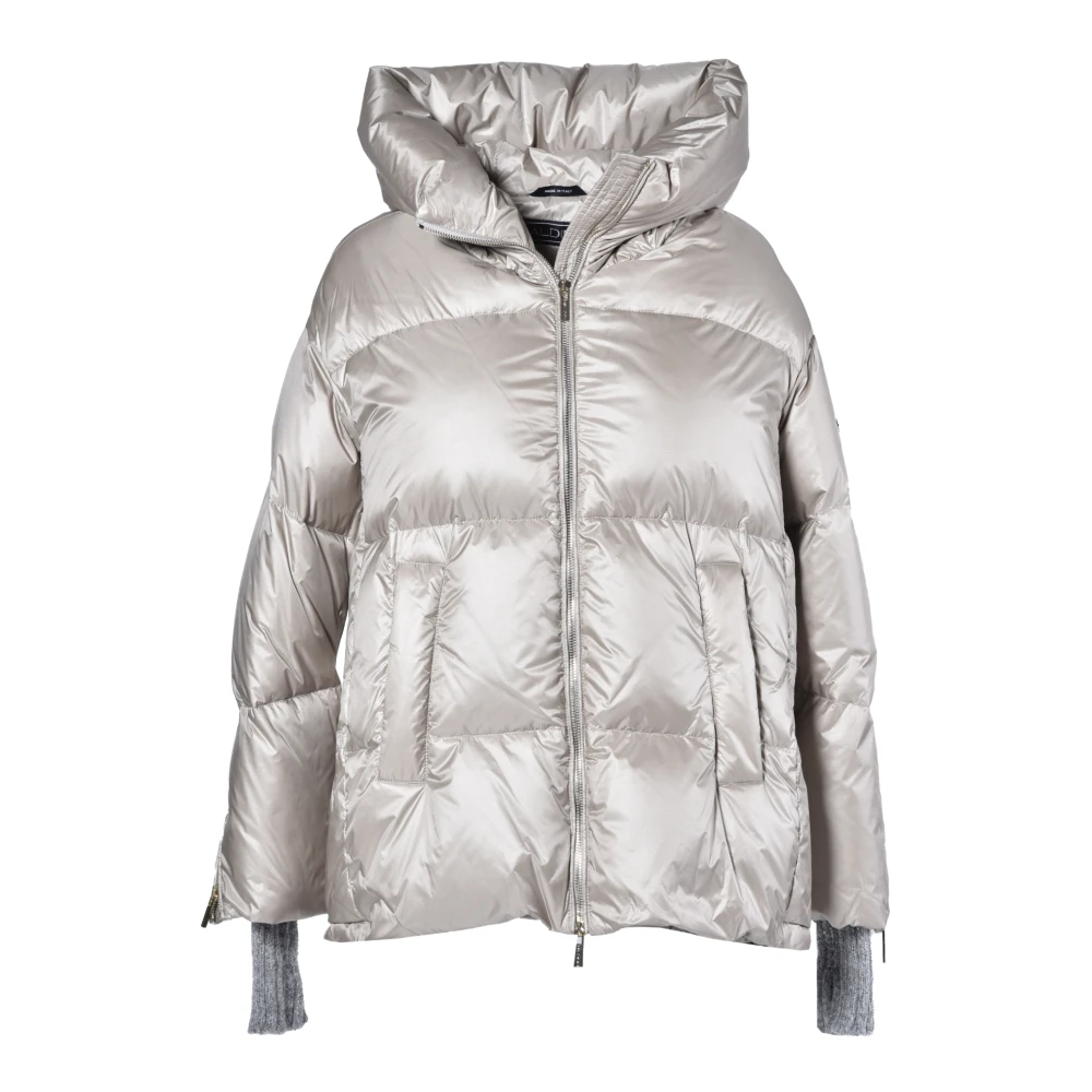 Baldinini Down jacket in light grey nylon Gray, Dam